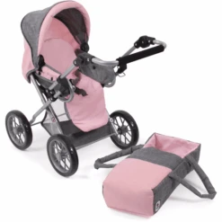 BAYER CHIC 2000 Combi Poppenwagen LENI Melange Grijs-roze -Kinderspeelgoed bayer chic 2000 combi poppenwagen leni melange grijs roze a355163 2