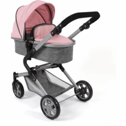 BAYER CHIC 2000 Combi Poppenwagen Lia Melange Grijs-roze -Kinderspeelgoed bayer chic 2000 combi poppenwagen lia melange grijs roze a281692 2