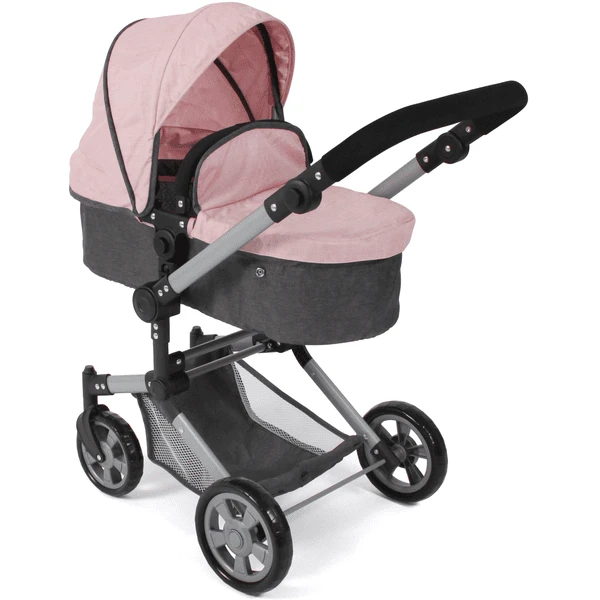 BAYER CHIC 2000 LINUS Melange Combi Poppenwagen Antraciet-roze 2 BAYER CHIC 2000 LINUS Melange Combi Poppenwagen Antraciet-roze - Afbeelding 2