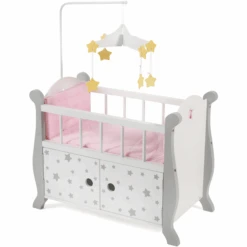 BAYER CHIC 2000 Poppenbed Met Mobiel Stars Grijs -Kinderspeelgoed bayer chic 2000 poppenbed met mobiel stars grijs a296662 4