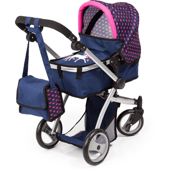 Bayer Design Combinatie Poppenwagen Mega Set, Blauw Met Hartjes En Eenhoorn 2 Bayer Design Combinatie Poppenwagen Mega Set, Blauw Met Hartjes En Eenhoorn - Afbeelding 2