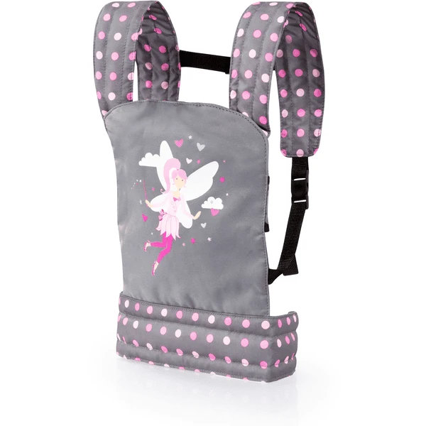 Bayer Design Poppen Draagriem, Grijs/roze, Met Stippen En Sprookje 1 Bayer Design Poppen Draagriem, Grijs/roze, Met Stippen En Sprookje