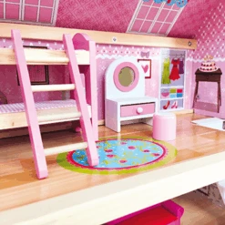 Bino Poppenhuis Met Balkon, 15-delig 9 Bino Poppenhuis Met Balkon, 15-delig -Kinderspeelgoed bino poppenhuis met balkon 15 delig a350235 4