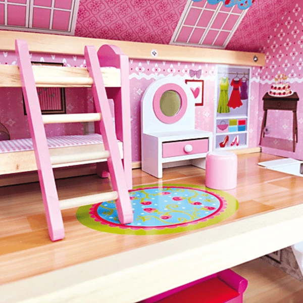 Bino Poppenhuis Met Balkon, 15-delig 5 Bino Poppenhuis Met Balkon, 15-delig - Afbeelding 5