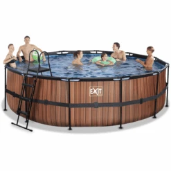 EXIT TOYS EXIT Frame Pool ø488x122cm (12v Sand Filter) - Houtlook -Kinderspeelgoed exit frame pool o488x122cm 12v sand filter houtlook a305807 4