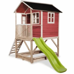 EXIT TOYS EXIT Loft 500 Houten Speelhuis - Rood -Kinderspeelgoed exit loft 500 houten speelhuis rood a248338 1