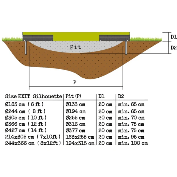 EXIT TOYS EXIT Silhouette Inground Trampoline ø244cm Met Veiligheidsnet - Groen 4 EXIT TOYS EXIT Silhouette Inground Trampoline ø244cm Met Veiligheidsnet - Groen - Afbeelding 4