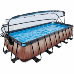 EXIT TOYS EXIT Wood Pool 540x250x100cm Met Afdekking, Sand Filter En Warmtepomp, Bruin