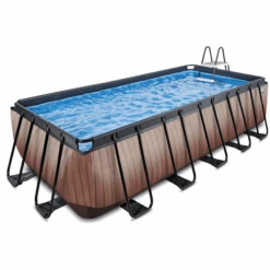 EXIT TOYS EXIT Wood Pool 540x250x122cm Met Sand Filterpomp, Bruin