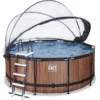 EXIT TOYS EXIT Wood Pool ø360x122cm Met Afdekking, Sand Filter- En Warmtepomp, Bruin