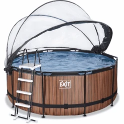 EXIT TOYS EXIT Wood Pool ø360x122cm Met Afdekking, Sand Filter- En Warmtepomp, Bruin