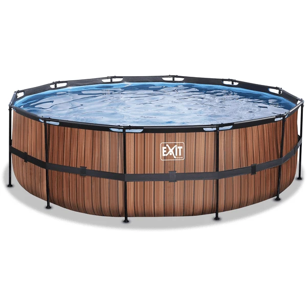 EXIT TOYS EXIT Wood Pool ø450x122cm Met Zandfilterpomp, Bruin 2 EXIT TOYS EXIT Wood Pool ø450x122cm Met Zandfilterpomp, Bruin - Afbeelding 2