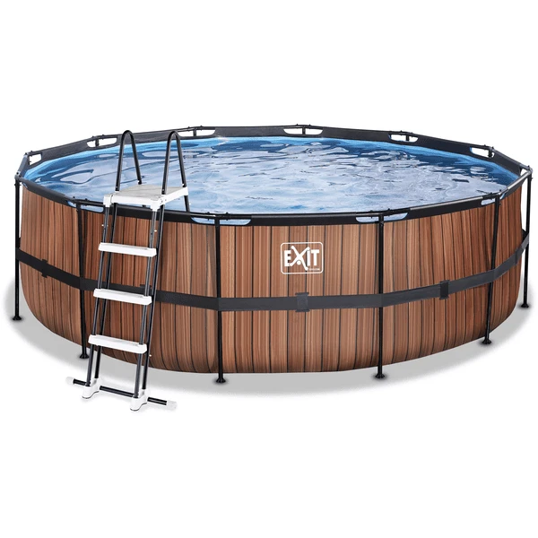 EXIT TOYS EXIT Wood Pool ø450x122cm Met Zandfilterpomp, Bruin 1 EXIT TOYS EXIT Wood Pool ø450x122cm Met Zandfilterpomp, Bruin