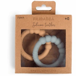 Filibabba Silicone Bijtring 2-Pack - Silt Green -Kinderspeelgoed filibabba silicone bijtring 2 pack silt green a383156 4