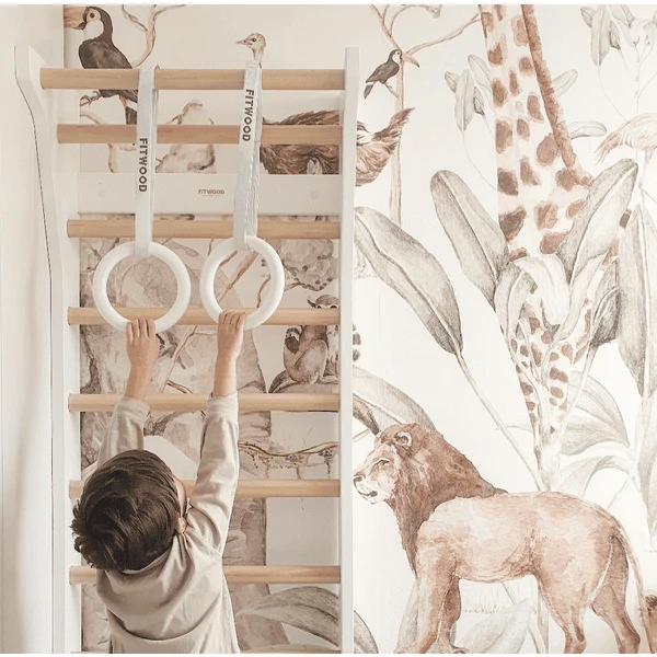 Fitwood ULPU MINI Turnringen, Berken - Witte Bandjes 3 Fitwood ULPU MINI Turnringen, Berken - Witte Bandjes - Afbeelding 3