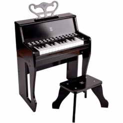 Hape Piano Met Verlichte Toetsen En Kruk, Zwart