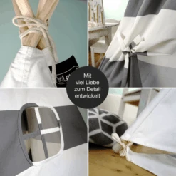 Hej Loenne Kindertent, Grijs-wit Gestreept -Kinderspeelgoed hej loenne kindertent grijs wit gestreept a364772 4