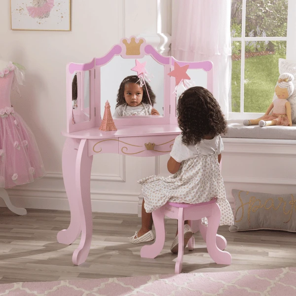 KidKraft® Prinses Kaptafel & Stoel 2 KidKraft® Prinses Kaptafel & Stoel - Afbeelding 2