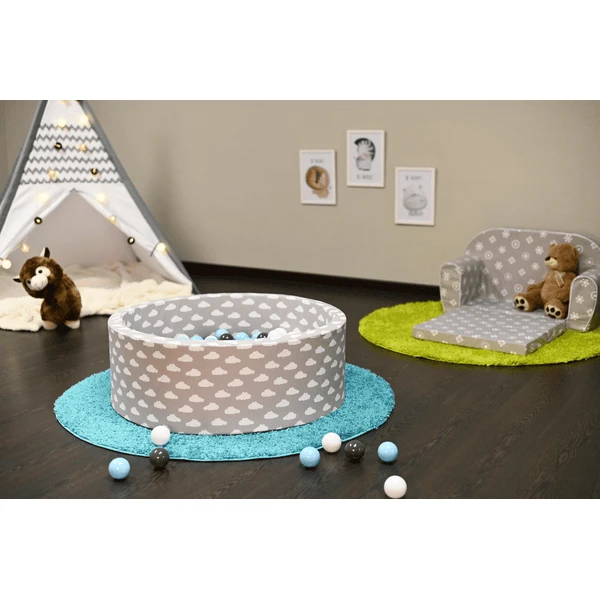 Knorr® Speelgoed Ballenbak Zacht - "Grijs White Clouds " - 300 Ballen Crème/grijs/blauw Light 2 Knorr® Speelgoed Ballenbak Zacht - "Grijs White Clouds " - 300 Ballen Crème/grijs/blauw Light - Afbeelding 2