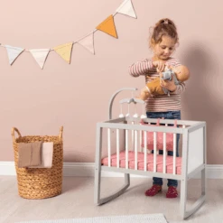 MUSTERKIND ® Poppenwieg Viola Grijs/wit/oud Roze -Kinderspeelgoed musterkind poppenwieg viola grijs wit oud roze a326743 2