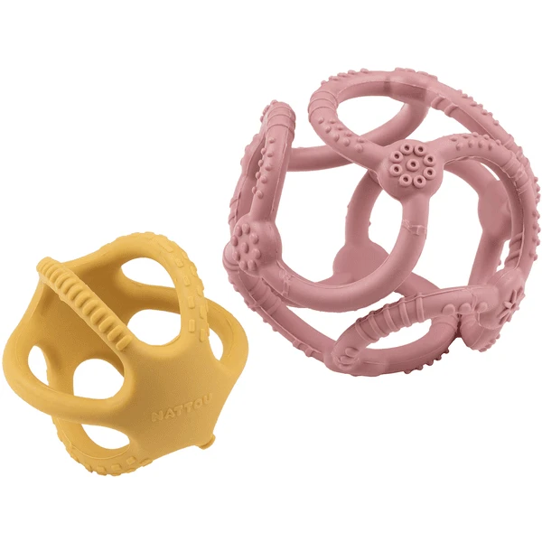 Nattou Set Ballen Oudroze + Curry 3 Nattou Set Ballen Oudroze + Curry - Afbeelding 3