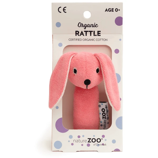 Nature Zoo Of Denmark Biologische Rammelaar - Konijn, Roze 2 Nature Zoo Of Denmark Biologische Rammelaar - Konijn, Roze - Afbeelding 2