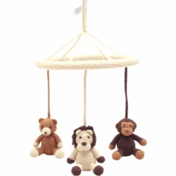 NatureZoo Of Denmark Mobiel Teddybeer, Leeuw & Aap Beige