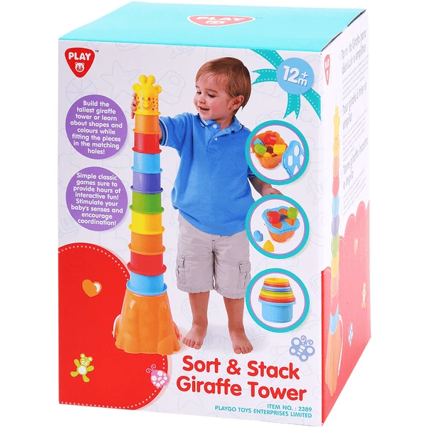 Playgo Speeltrainer Giraffe Met Vormensorteerder, Stapeltoren En Emmer 4 Playgo Speeltrainer Giraffe Met Vormensorteerder, Stapeltoren En Emmer - Afbeelding 4