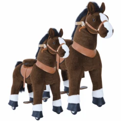 PonyCycle ® Donkerbruin Met Rem En Geluid - Groot -Kinderspeelgoed ponycycle donkerbruin met rem en geluid groot a313693 3