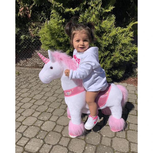 PonyCycle ® Roze Eenhoorn Met Rem - Groot 2 PonyCycle ® Roze Eenhoorn Met Rem - Groot - Afbeelding 2
