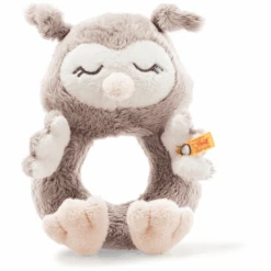 Steiff Soft Cuddly Friends Grijpring Met Rammelaar Uil Ollie 14 Cm