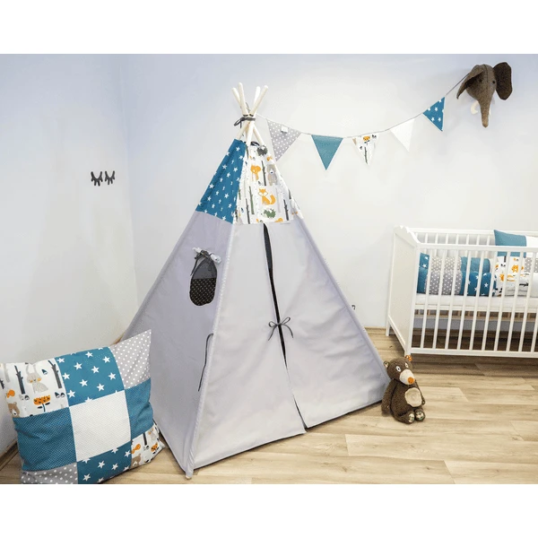 Ullenboom Teepee Bosdieren Petrol 3 Ullenboom Teepee Bosdieren Petrol - Afbeelding 3